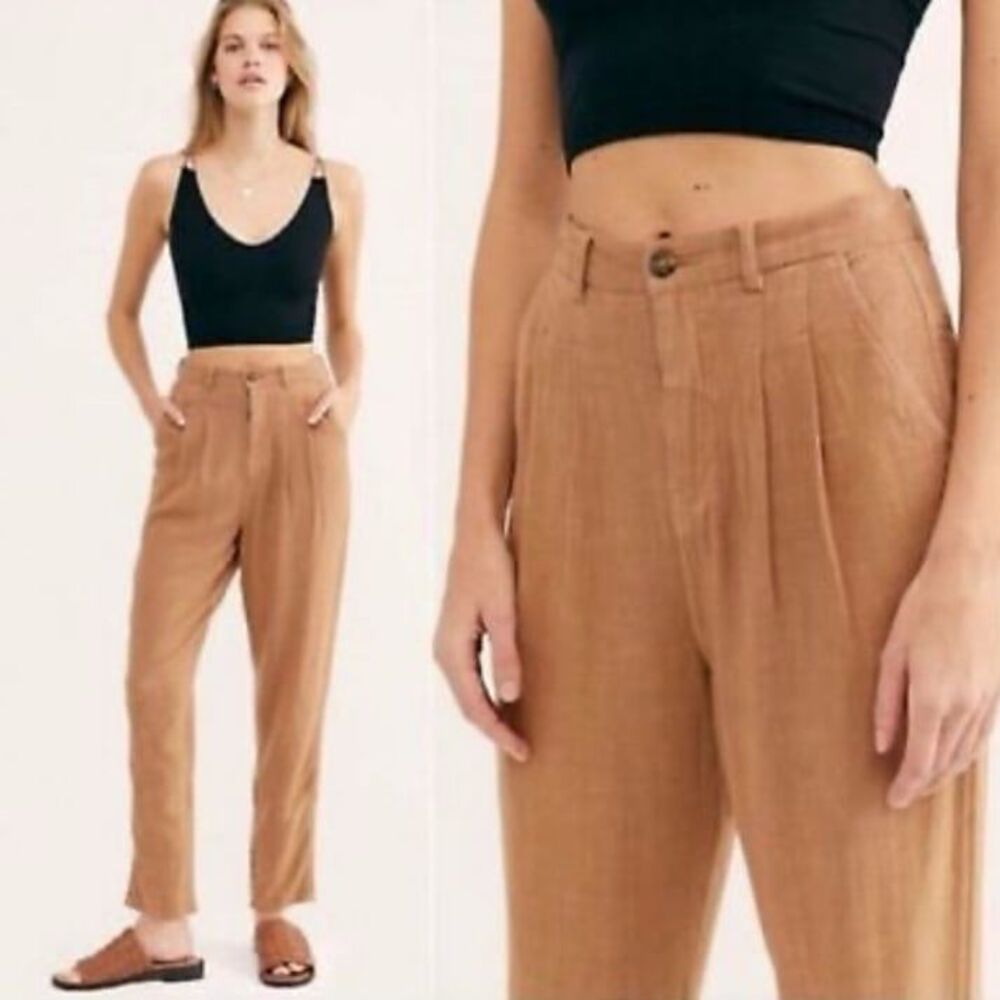 Free People Faded love pull on linen blend pants
